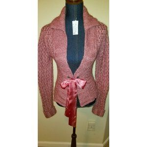 161 NWOT mac & jac S fem raspberry mohair cardigan